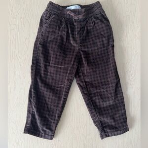 Zara Black & Brown Checkered Velvet Pants 18-24 Months